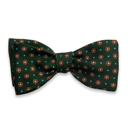 Atkinsons Silk Bow Tie - Green with Orange, Sky & Yellow (117488)