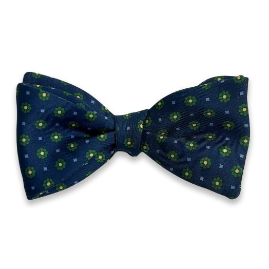 Atkinsons Silk Bow Tie - Navy with Green & Gold (117486)