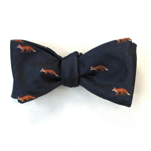 Atkinsons Silk Club Bow Tie - Foxes on Navy (71362)
