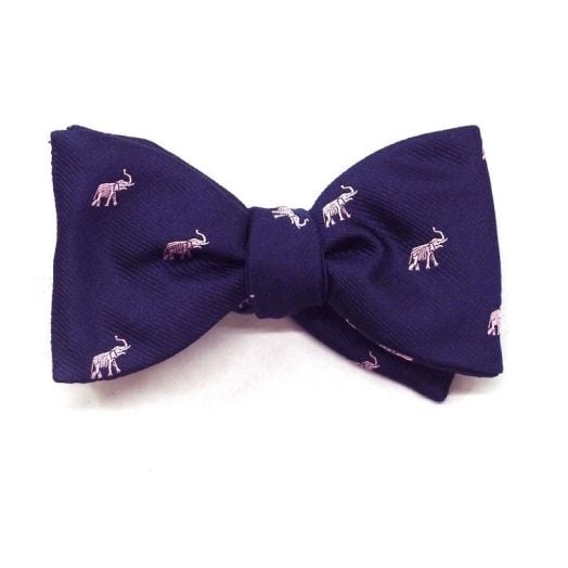 Atkinsons Silk Club Bow Tie - Pink Elephants on Navy (59496)