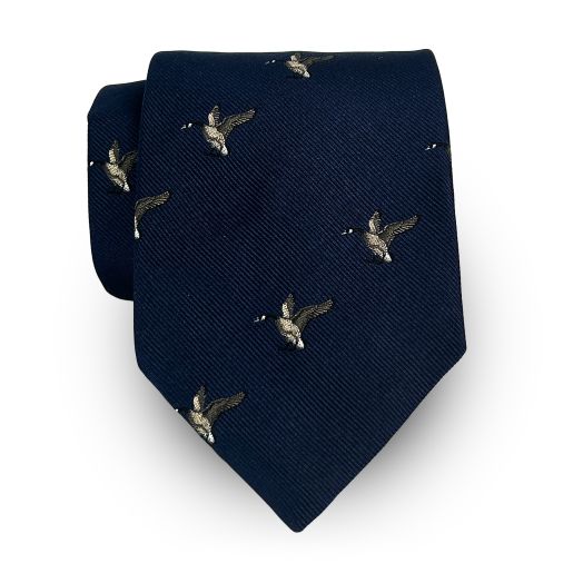 Atkinsons Silk Club Tie - Canada Goose - Navy (117437)