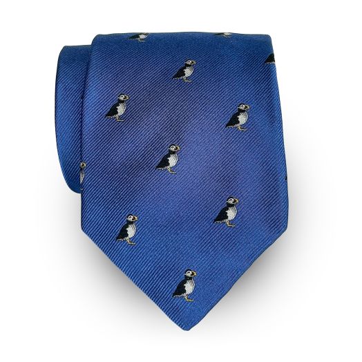 Atkinsons Silk Club Tie - Puffins - Blue (117435)