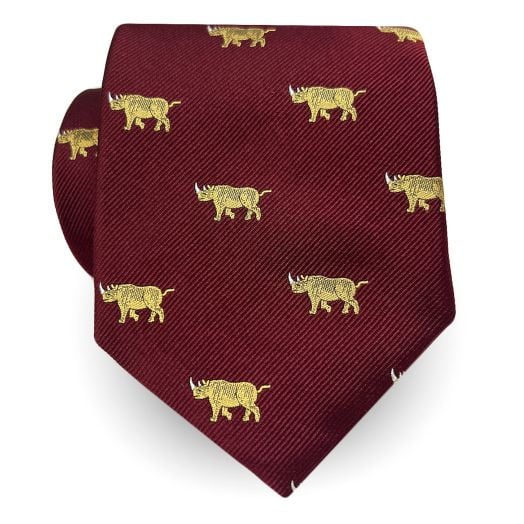 Atkinsons Silk Club Tie - Rhinos on Burgundy (83255)
