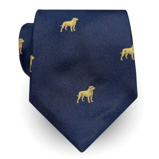 Atkinsons Silk Club Tie - Yellow Lab on Navy (Extra Long) (107697)