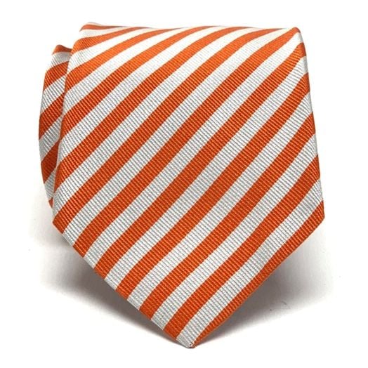 Atkinsons Silk Cricket Stripe Necktie - Orange (093052)