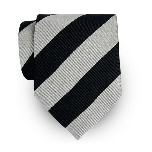 Atkinsons Silk Repp Stripe Tie - 1" Stripe Tie - Black & White (117438)