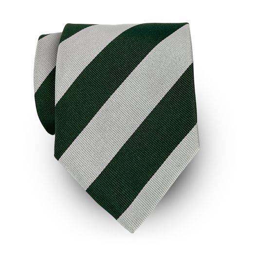 Atkinsons Silk Repp Stripe Tie - 1 Stripe Tie - Green & White (117439)