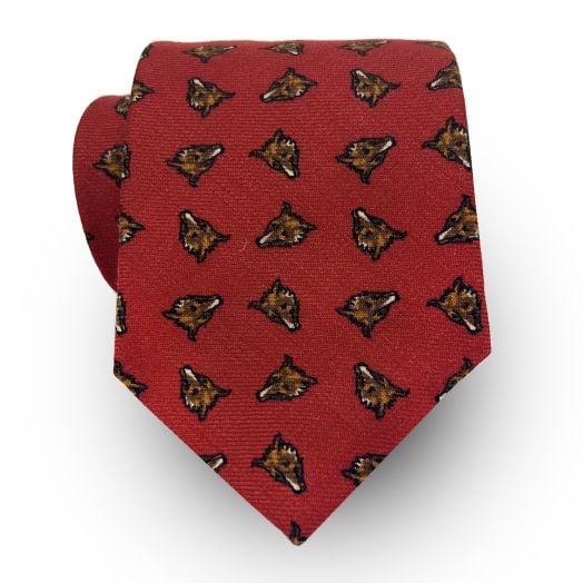 Atkinsons Wool Challis Necktie - Foxes - Red (092751)
