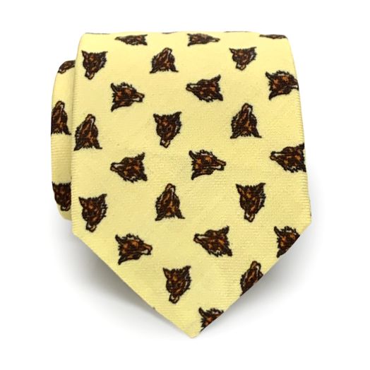 Atkinsons Wool Challis Necktie - Foxes - Yellow (092753)