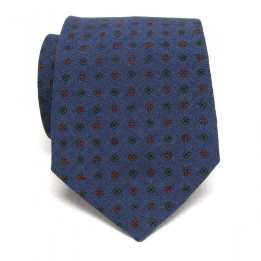 Atkinsons Wool Challis Necktie - Neat - Blue Dusk (73243)