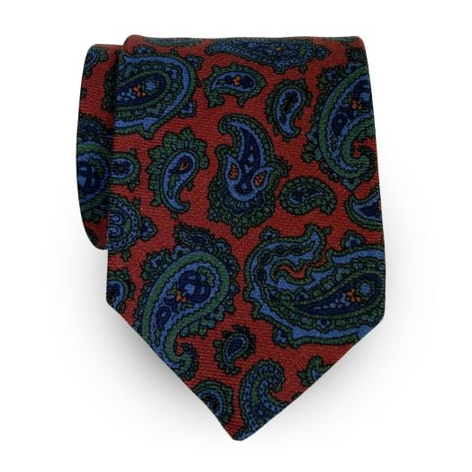 Atkinsons Wool Challis Necktie - Paisley - Rust (73239)
