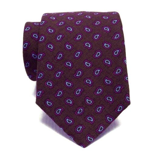Atkinsons Wool Challis Necktie - Pines (Brn1) (68006)