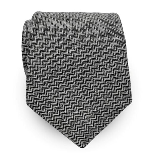 Atkinsons Wool Herringbone Necktie - Grey (78804)