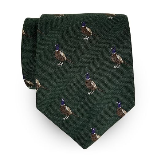 Atkinsons Wool & Silk Club Necktie - Pheasant - Green (114929)