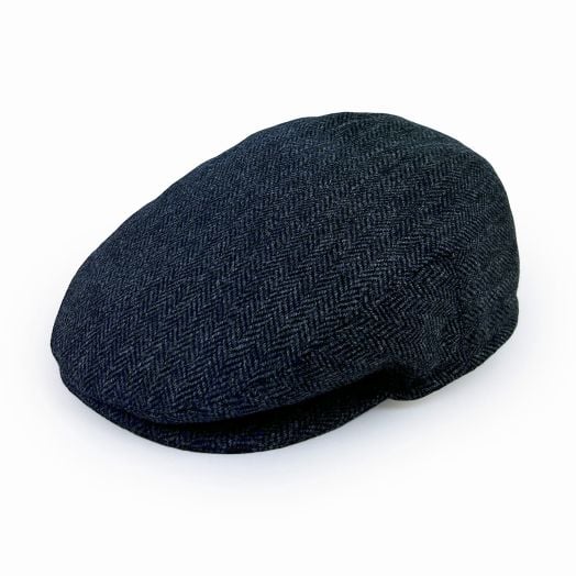 Atkinson's Wool Tartan Cap - Herringbone Navy