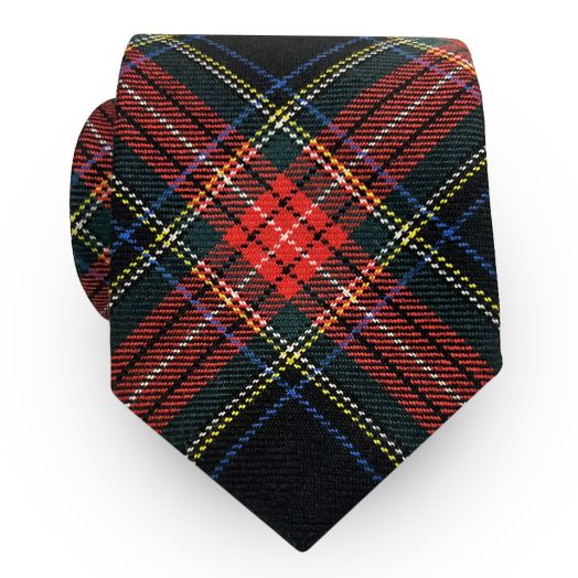 Atkinsons Wool Tartan Plaid Tie - Black Stewart (57285)
