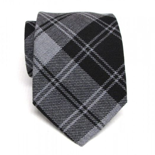 Atkinsons Wool Tie - Black & Grey Plaid (73291)