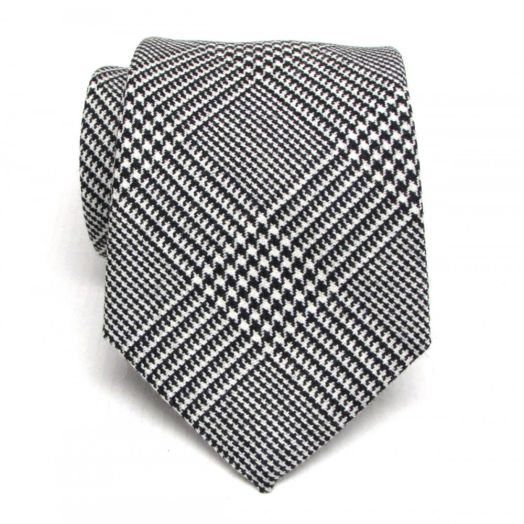 Atkinsons Wool Tie - Black & White Glen Plaid (73290)