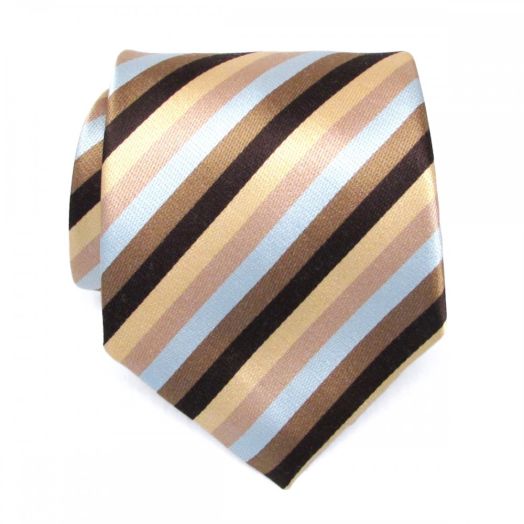 Atkinsons Woven Silk Necktie - Tan with Brown, Gold & Light Blue (Tan1) (77758)