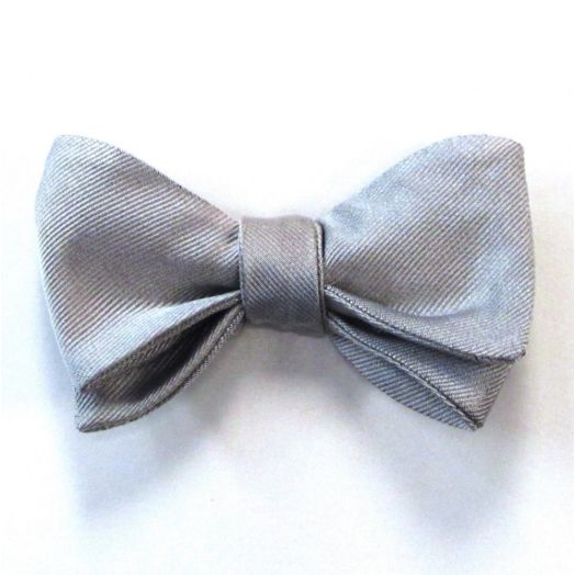 Atkinsons Woven Silk Twill Bow Tie - Solid - Silver (78843)