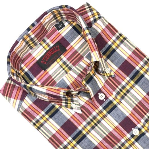 O'Connell's Authentic India Madras - Short Sleeve Shirt - Red, Navy, Gold, & Green (153)