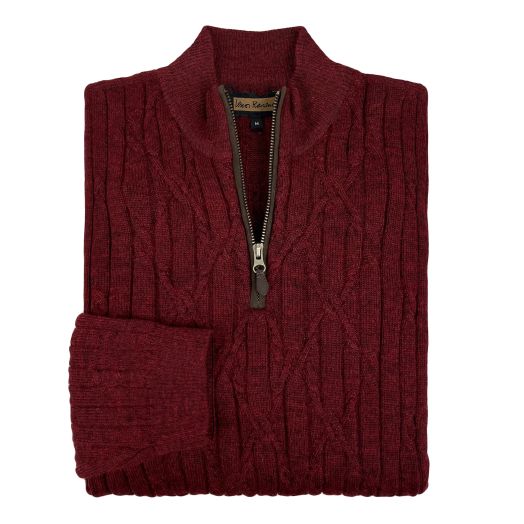 Baby Alpaca Quarter-Zip Sweater - Claret