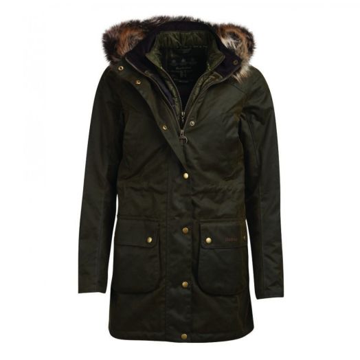 Barbour Women's Thrunton Wax Coat - Olive (LWX0962)