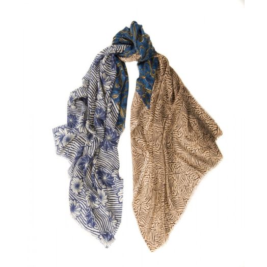 Begg & Co. Wispy Scottish Cashmere Scarf - Savannah - Navy Multi (72703)