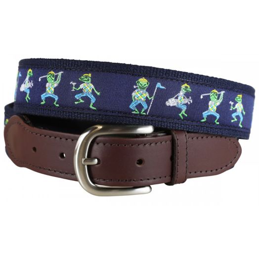 Belted Cow Leather Tab Belt - Golfing Frogs