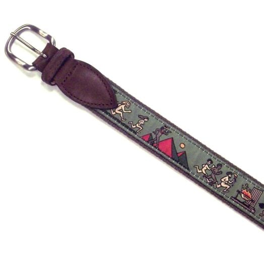 Belted Cow Leather Tab Belt - History of Streaking (Olive on Olive)