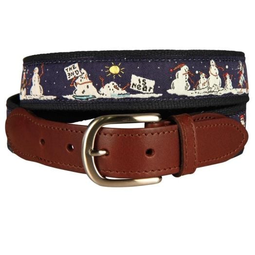 Belted Cow Leather Tab Belt - Naughty Snowmen