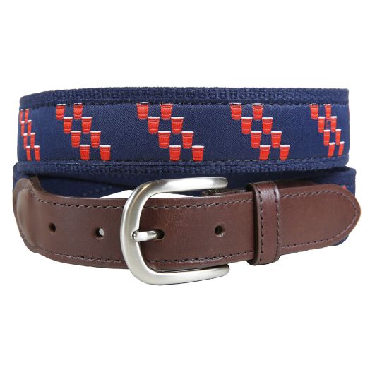 Belted Cow Leather Tab Belt - Red Cup