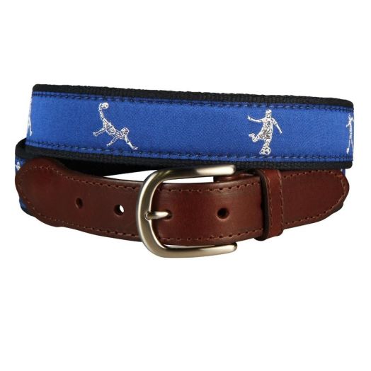 Belted Cow Leather Tab Belt - Soccer (Blue)