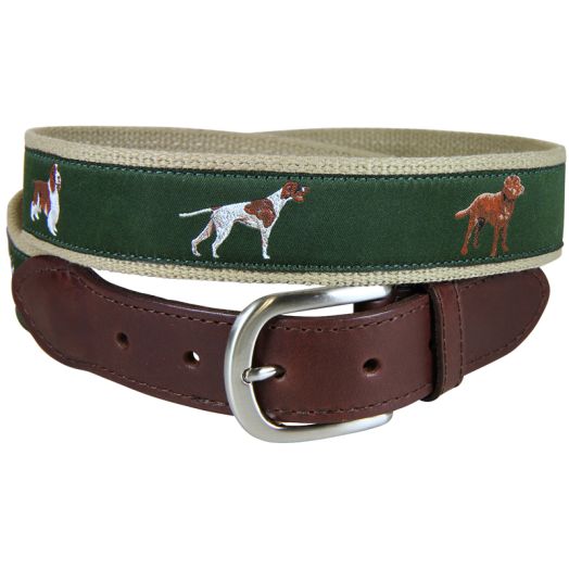 Belted Cow Leather Tab Belt - Sporting Dogs
