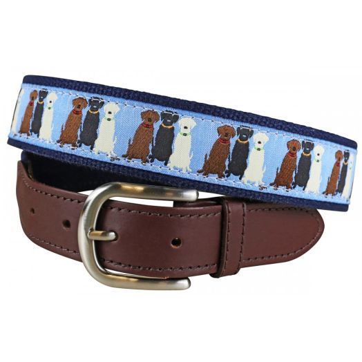 Belted Cow Leather Tab Belt - Three Labs (Light Blue)