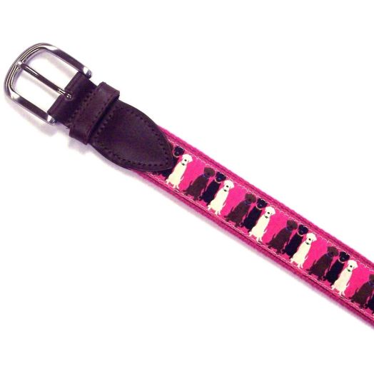 Belted Cow Leather Tab Belt - Three Labs (Pink)