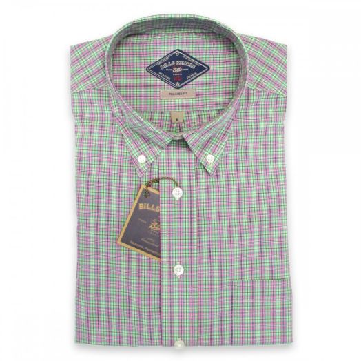 Bills Khakis Long Sleeve Buttondown Shirt - Adams Check - Lime