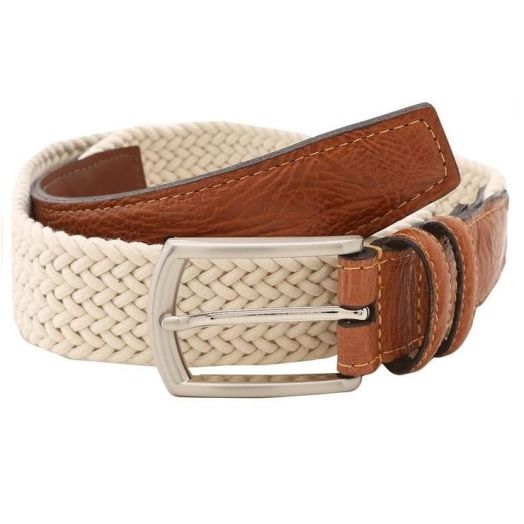 O'Connell's Braided Cotton Stretch Belt - Cream