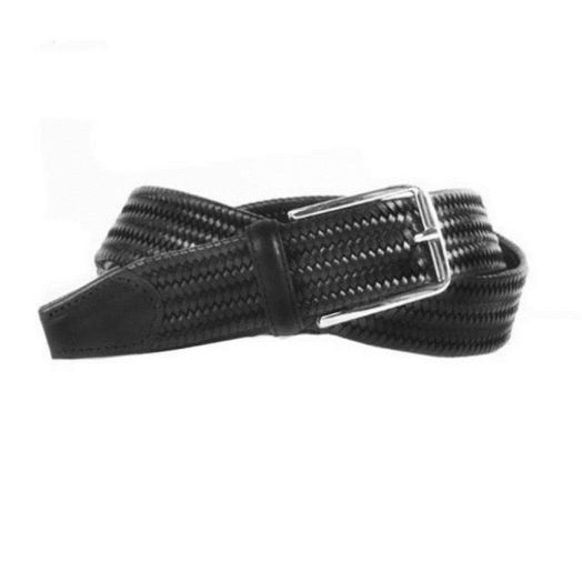 Braided Italian Saddle Leather Stretch Belt - Black