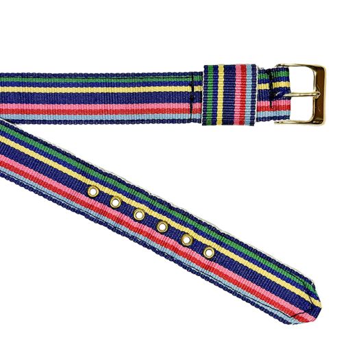 Women's Brass Grommetted Ribbon Watchband - Multistripe (113098)