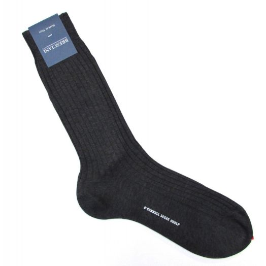 Bresciani Sized Dress Sock - Midcalf - Cotton - Dark Charcoal