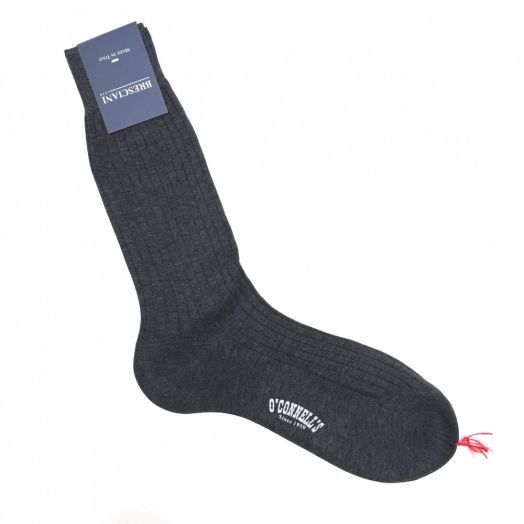 Bresciani Sized Dress Sock - Midcalf - Cotton - Medium Grey