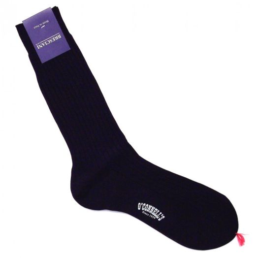 Bresciani Sized Dress Sock - Midcalf - Cotton - Navy