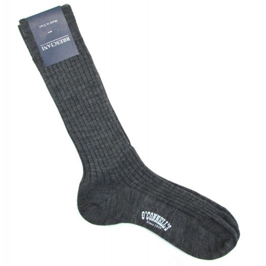 Bresciani Sized Dress Sock - Midcalf - Wool - Charcoal