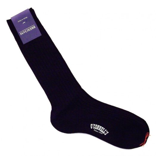 Bresciani Sized Dress Sock - Midcalf - Wool - Navy