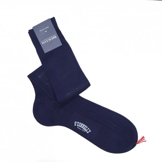 Bresciani Sized Dress Sock - Over-the-calf - Cotton - Blue