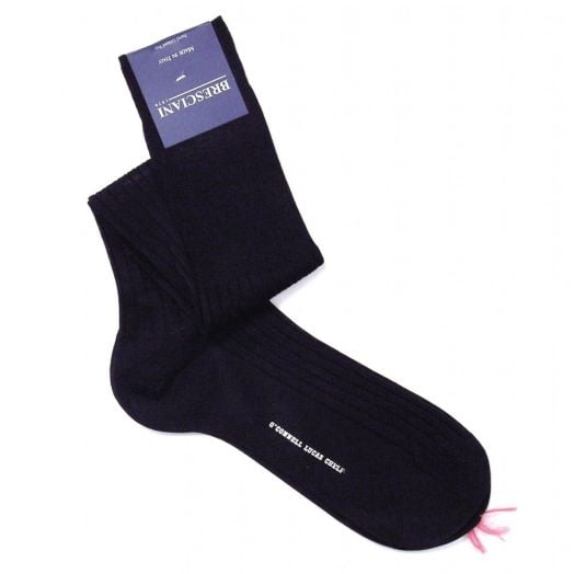 Bresciani Sized Dress Sock - Over-the-calf - Cotton - Dark Charcoal