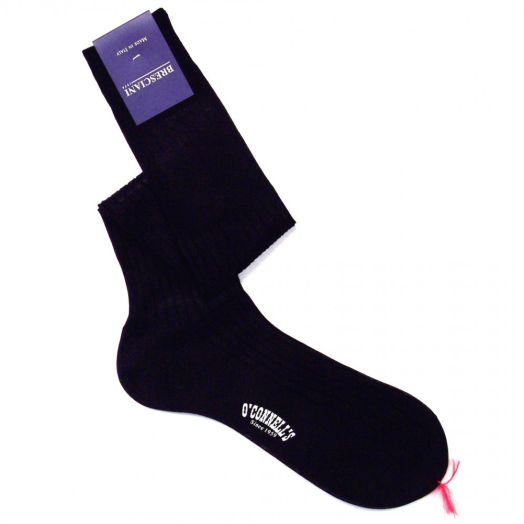 Bresciani Sized Dress Sock - Over-the-calf - Cotton - Navy