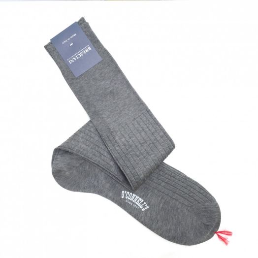 Bresciani Sized Dress Sock - Over-the-Calf - Cotton - Pearl