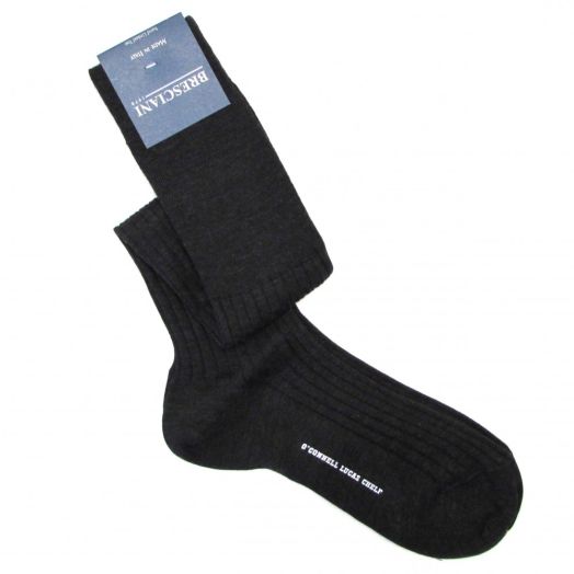 Bresciani Sized Dress Sock - Over-the-calf - Wool - Charcoal (11627)